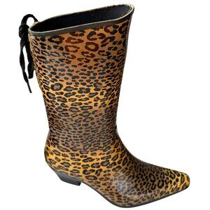 Women's Corkys Brand Leopard Print Mid-Calf Rain Boots w/Back Tie Size 9